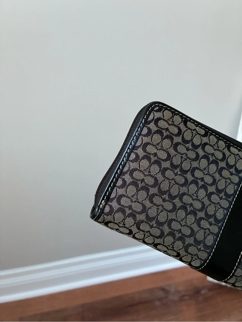 Coach Signature Jacquard Monogram Zip Around Long Wallet